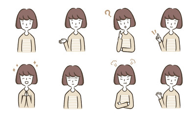 若い女性：セット 上半身