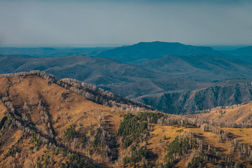 Fototapeta premium View from the top of ski Manzherok ski resort