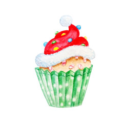 watercolor christmas cupcake2