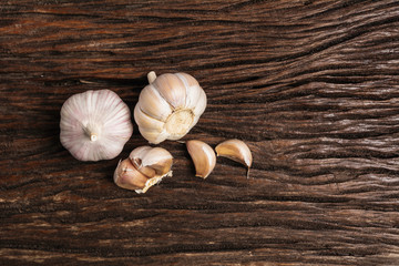 Fresh Garlic sliced and garlic bulb with copy space concept of food and healthy.