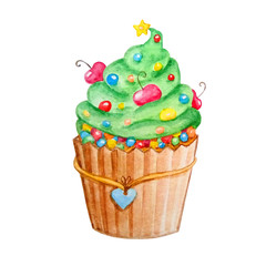 watercolor christmas cupcake4
