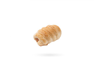 Croissant sausage on isolated white background