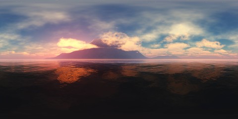 Sea sunset, HDRI, environment map , Round panorama, spherical panorama, equidistant projection, panorama 360, seascape,