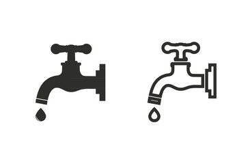Faucet vector icons. Black illustration isolated on white background for graphic and web
