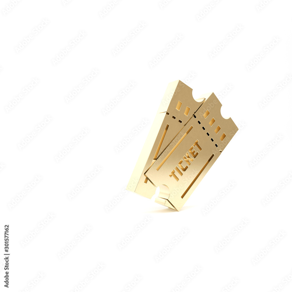 Canvas Prints gold ticket icon isolated on white background. 3d illustration 3d render