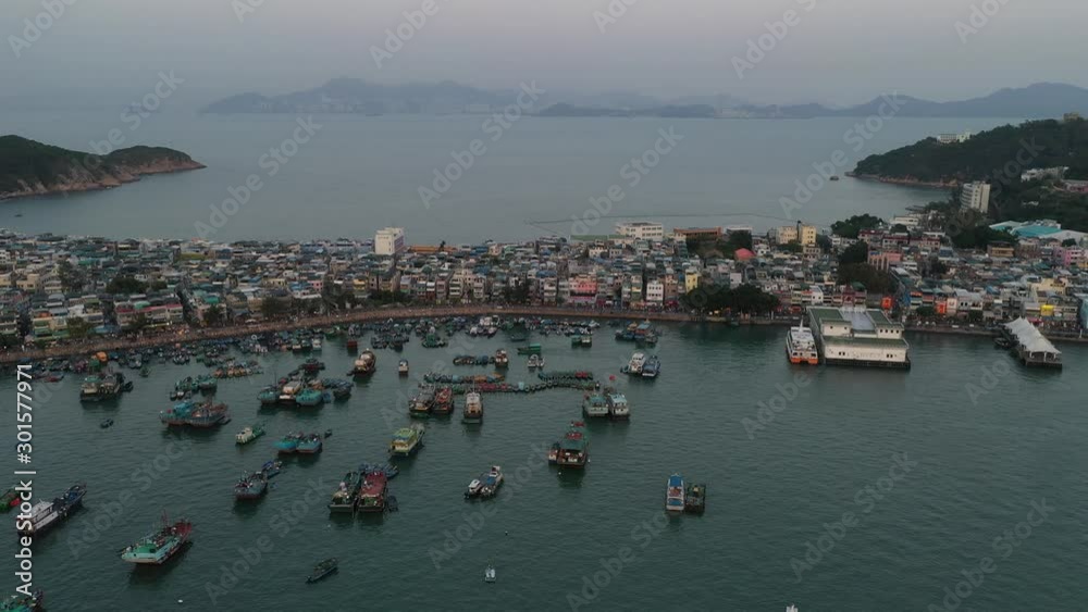 Sticker Aerial view sunset at Cheung Chau of Hong Kong