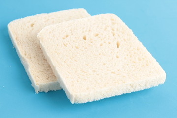 bread without rind in colorful background..