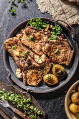 Grilled pork chops with peppers