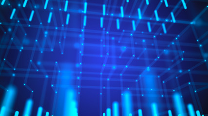 Big data visualization. 3d rendering.Abstract background with connecting dots and lines.Abstract geometric background.