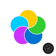 Five color circles infographic elements template. 5 round parts graphic design. Simple flower logo. - 301578712