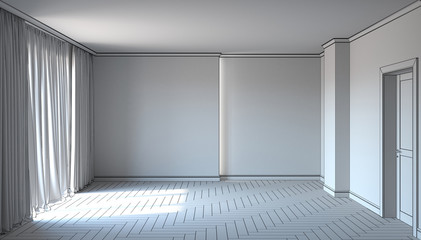 empty room, interior visualization, 3D illustration
