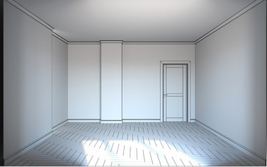 empty room, interior visualization, 3D illustration