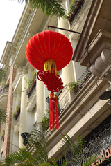 A red Chinese lantern in Shamian Island of Guangzhou, China