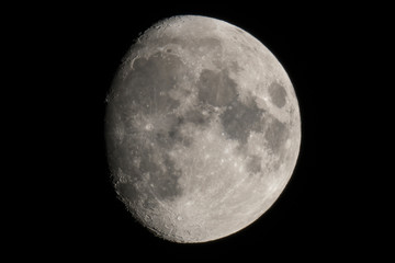 Waxing gibbous moon at 87% as seen from the skies of Cornwall UK