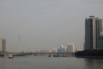 Fototapeta na wymiar A bridge over the Pearl River in Guangzhou, China