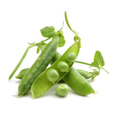 Fresh peas isolated on white background 