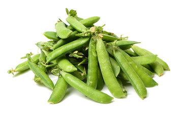 Fresh peas isolated on white background 