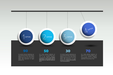 Infographic vector option banner with pendulum. Color spheres, balls, bubbles. Infographic template.