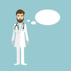 Medicine doctor speaking. Flat illustration.