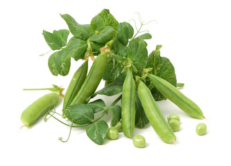 Fresh peas isolated on white background 