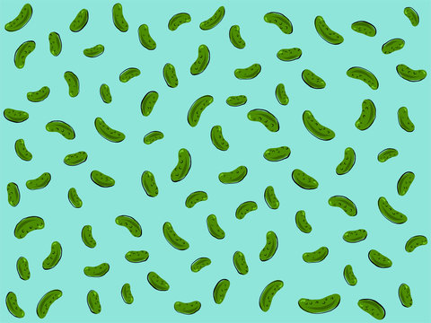 Hand-drawn abstract pickle vector illustration for National Pickle Day on blue background