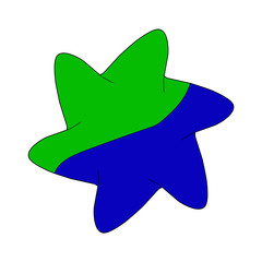 star blue and green on white background