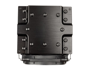 Fototapeta premium Big black cpu radiator with black fan, computer cooling