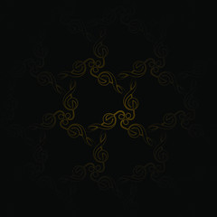 Music key pattern black gold center focus