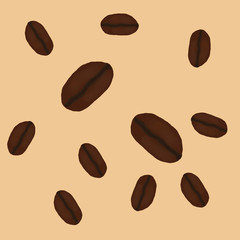Background illustration of coffee beans on a creamy background.
