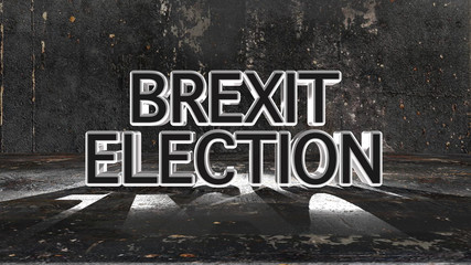 BREXIT ELECTION 3D text on distress textured background. Brexit crisis concept. 3D Illustration