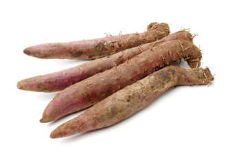 Fresh Dioscorea alata root isolated on white background