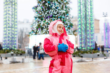 Obraz premium Christmas tree set at Sofievskaya square during holding Christmas market. January 2, 2019, Kiev, Ukraine