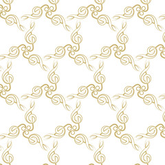 Music key pattern gold white background