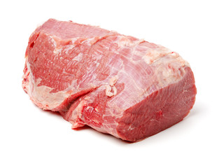 huge red meat chunk isolated over white background 