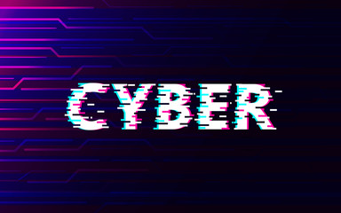 Cyber glitch on abstract technology future interface hud background design.