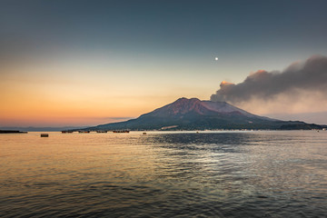 Naklejka na ściany i meble Kagoshima, Japan, October 2019 - Mount Sakurajima.