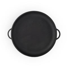 iron cast skillet on perfect white background