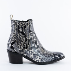 Classic Snake Skin Print Leather Spring Autumn heeled Ankle Boots