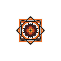 Aboriginal art dots painting icon logo design template