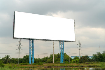 Large billboard with blank white background.