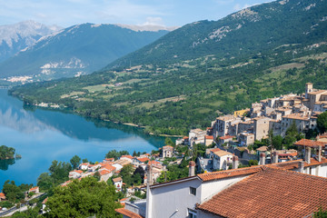 Naklejka na ściany i meble Landscape, view of Barrea lake, in National Park of Abruzzo, Italy