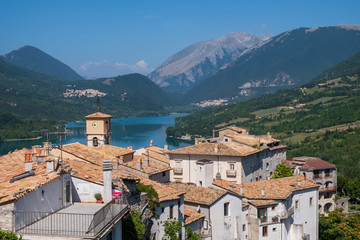 Landscape, view of Barrea lake, in National Park of Abruzzo, Italy