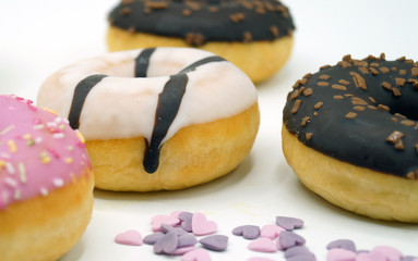 colorful macaroons on white background