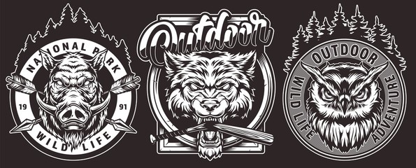 Vintage wild animals emblems