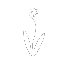 Flower icon one line drawing vector illustration	