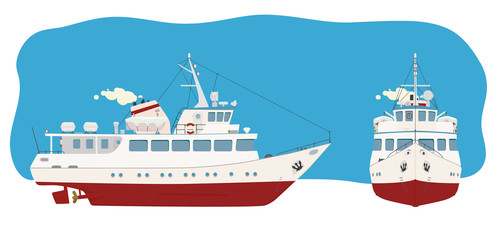 River passenger ship in two angles