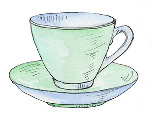 cup and saucer on white background
