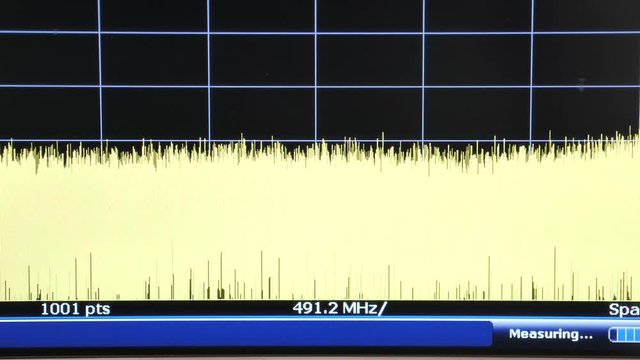 Digital oscillogram on the monitor. Electronic industry