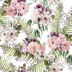 Rolgordijnen Seamless floral pattern with flowers, watercolor © ola-la