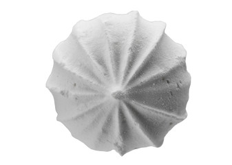 Levitating white meringues close-up